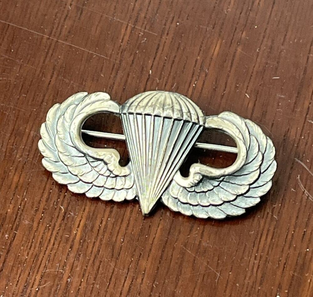 US Army WWII Sterling Silver Jump Wings Paratrooper Circle H by Jack Heller